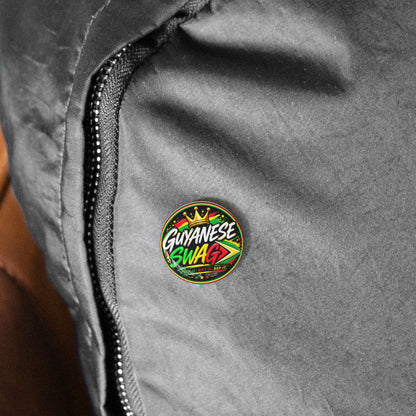 Guyanese Swag Round Pin – Bold Flag Colors & Crown Button Badge