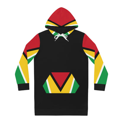 Guyanese Swag Hoodie Dress — Women's Flag-Inspired Hooded Dress
