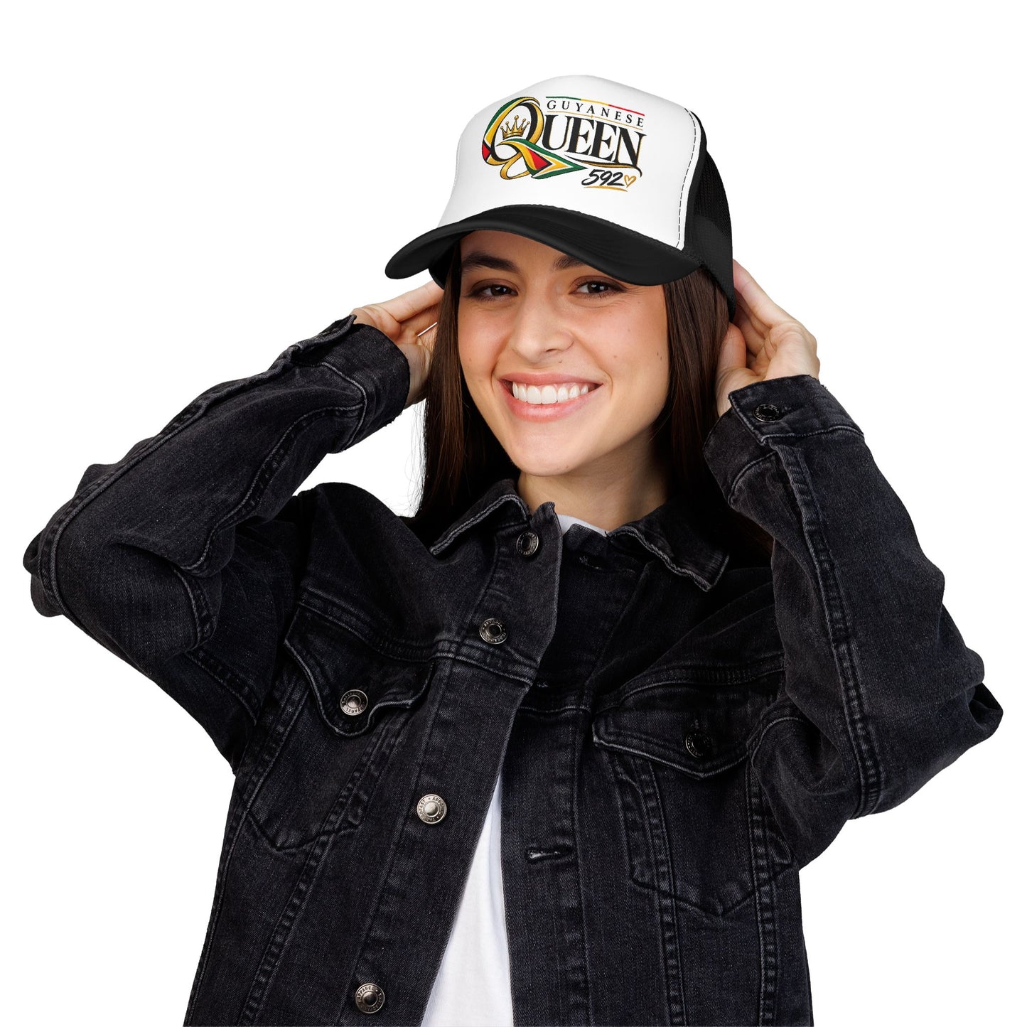 Guyanese Queen Trucker Hat — Foam Mesh Cap with Crown Script