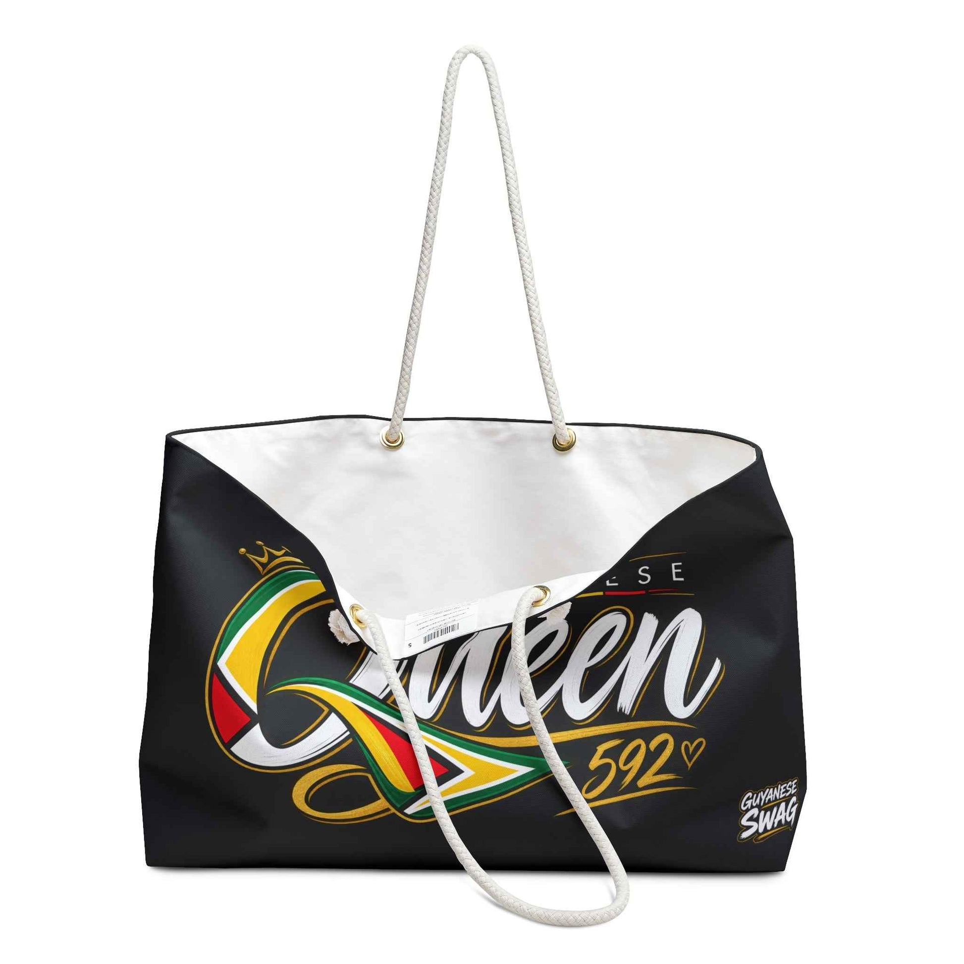 Guyanese Queen Weekender Bag – 592 Travel Tote with Crown & Flag Design