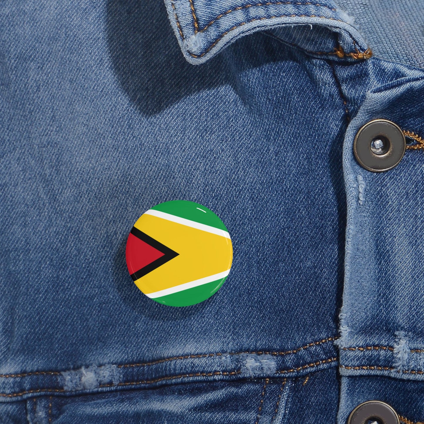 Guyana Flag Round Pin — Patriotic Lapel Button