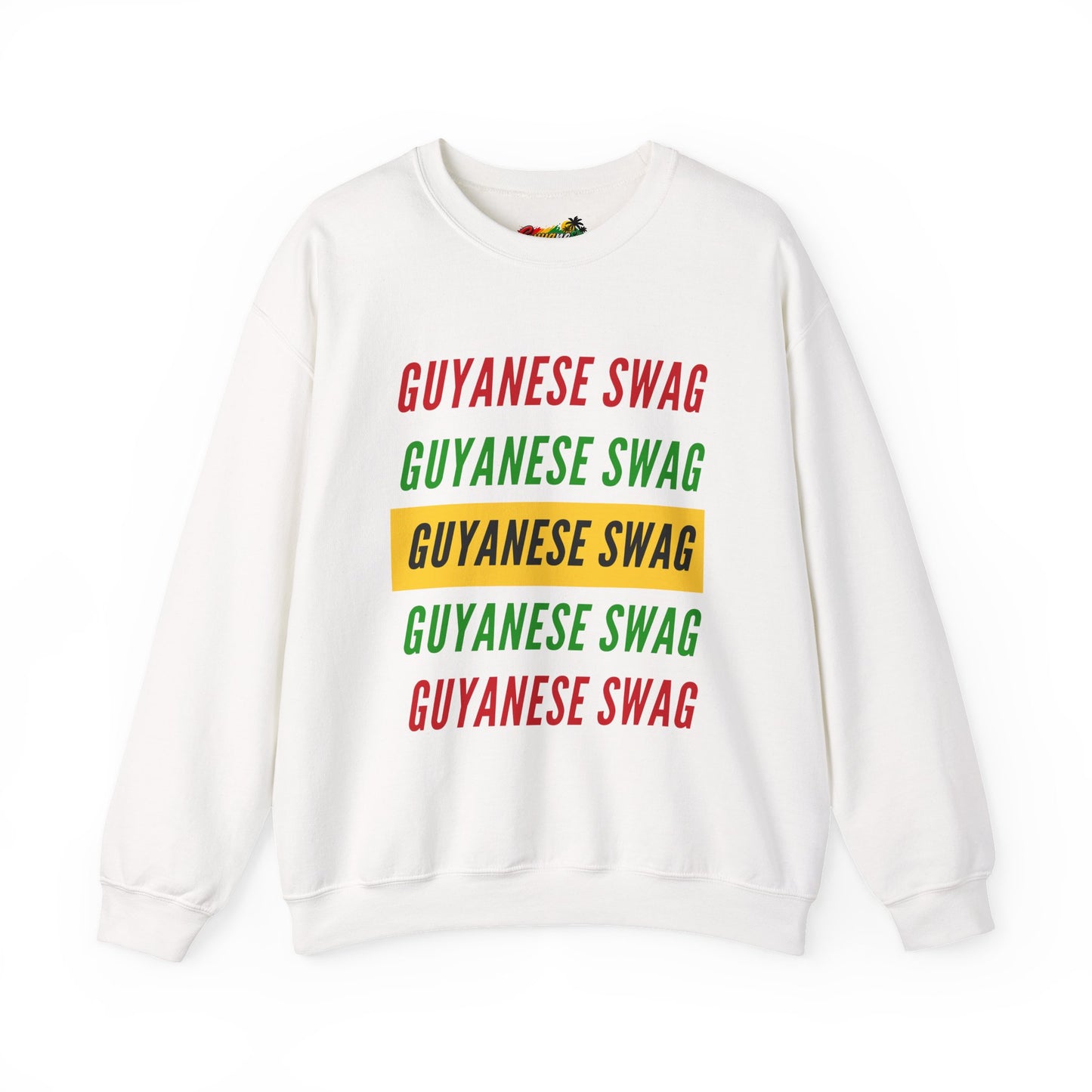 Guyanese Swag Crewneck Sweatshirt — Retro Repeated Text Design