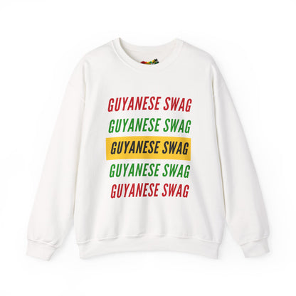 Guyanese Swag Crewneck Sweatshirt — Retro Repeated Text Design