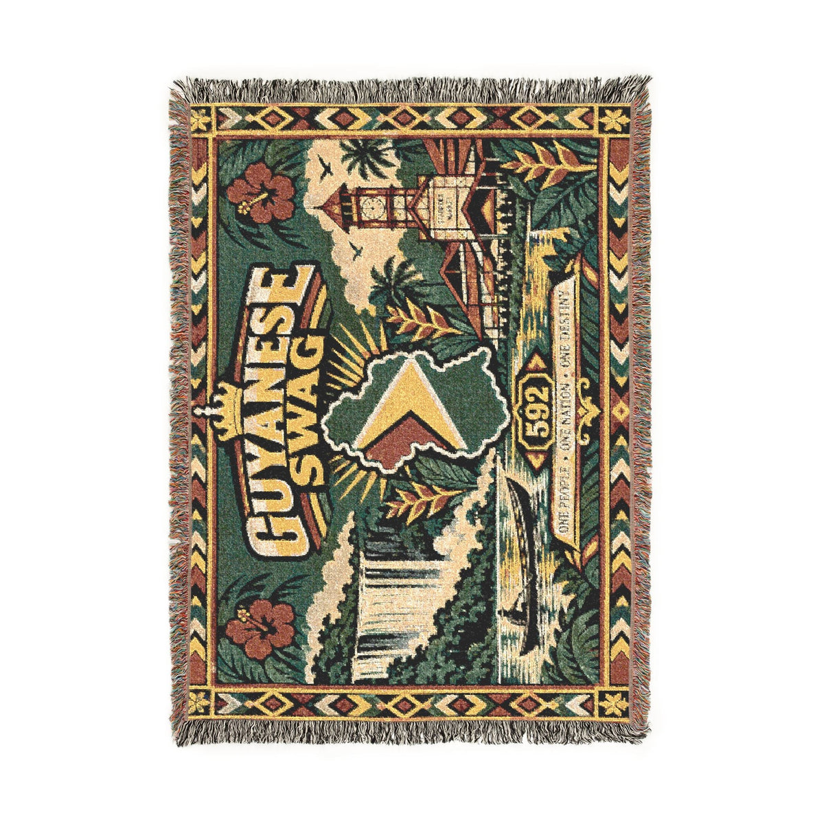 Guyana map woven tapestry blanket gift for Guyanese homes