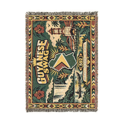 Guyana map woven tapestry blanket gift for Guyanese homes