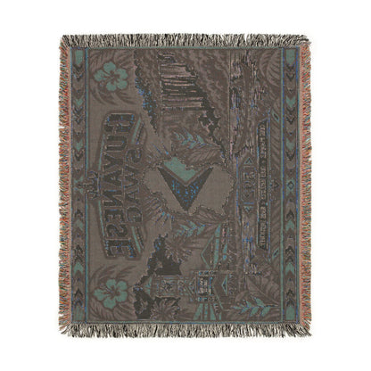 Guyana woven throw blanket shown on sofa