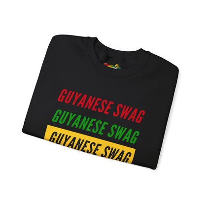 Guyanese Swag Crewneck Sweatshirt — Retro Repeated Text Design