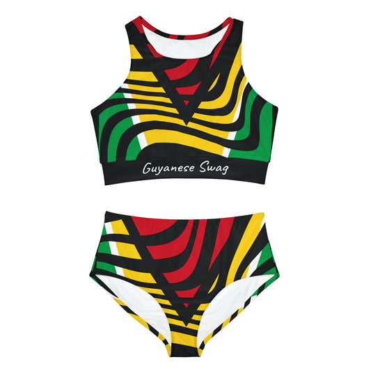 Guyana Flag Sporty Bikini Set - High-Performance Athletic Swimwear.