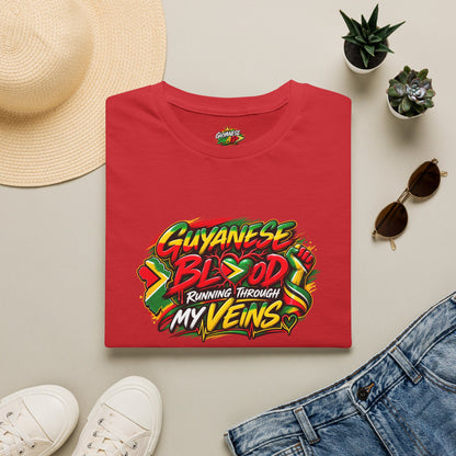 Guyanese Blood T-Shirt — "Running Through My Veins" Patriotic Pride Tee