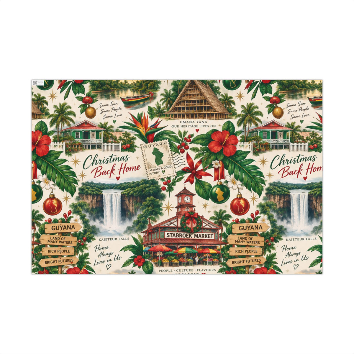 Guyanese Christmas Back Home tropical wrapping paper – product image 1