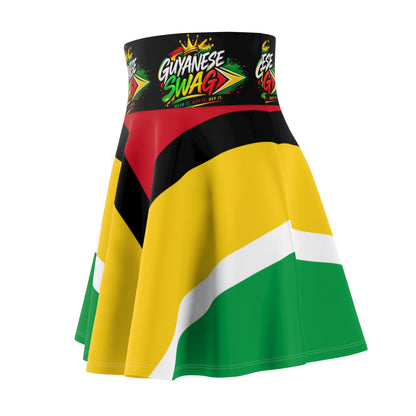 Guyanese Flag Skater Skirt — "Guyanese Swag" Waistband