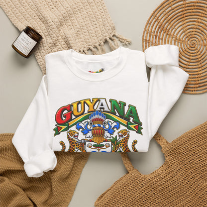 Guyana Crest Crewneck Sweatshirt — Guyanese Flag Sleeve Pullover