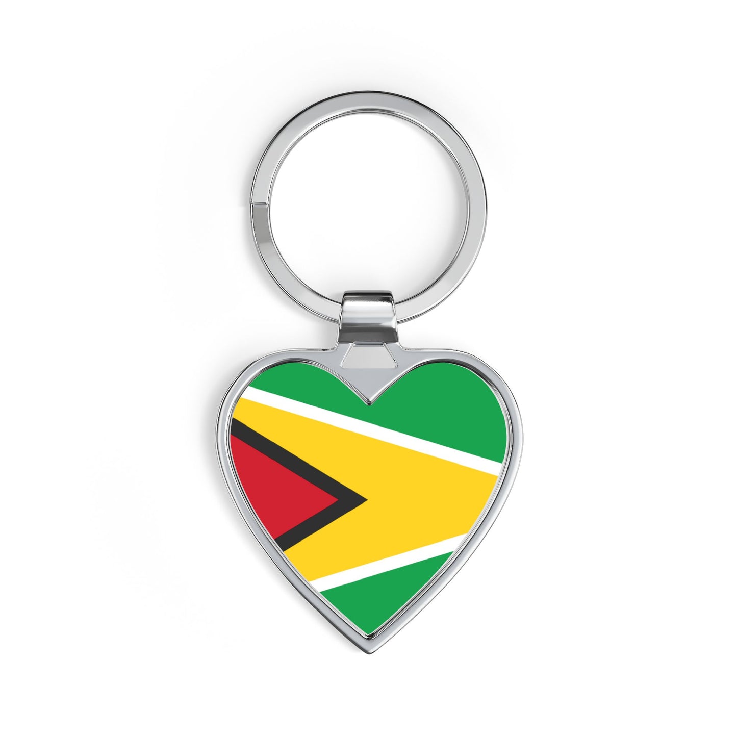 Guyana Flag Heart Keychain — Patriotic Heart-Shaped Keyring