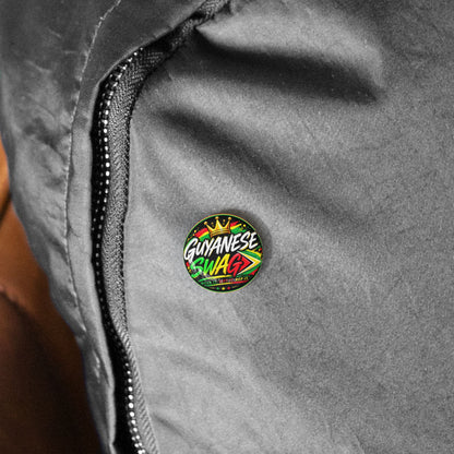 Guyanese Swag Round Pin – Bold Flag Colors & Crown Button Badge
