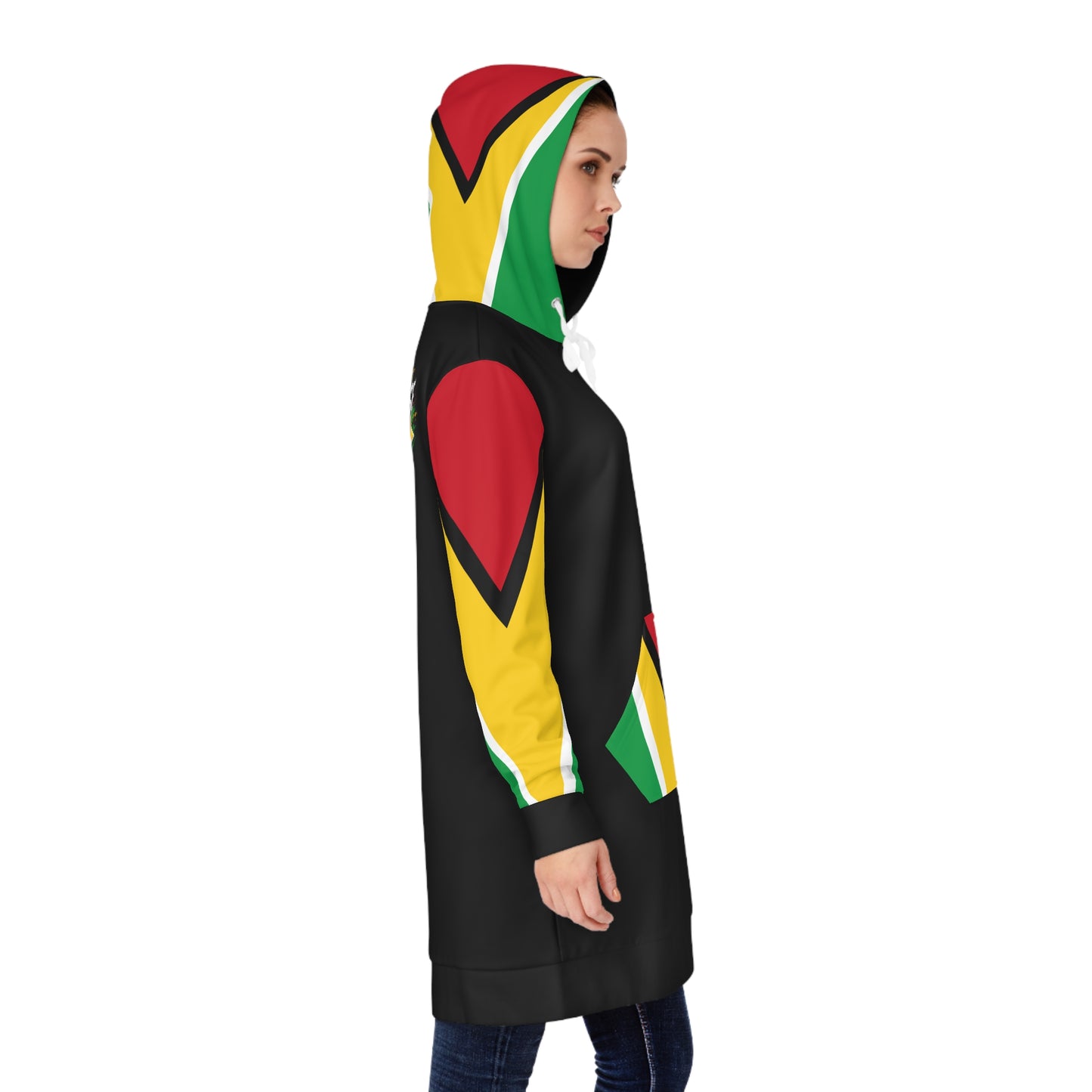 Guyanese Swag Hoodie Dress — Women's Flag-Inspired Hooded Dress