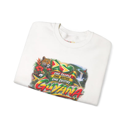 Guyana Flag Crewneck Sweatshirt — One People, One Nation Graphic