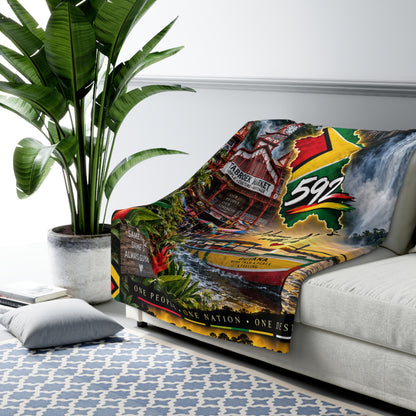 Guyana Home Always With Me Sherpa blanket available in three sizes