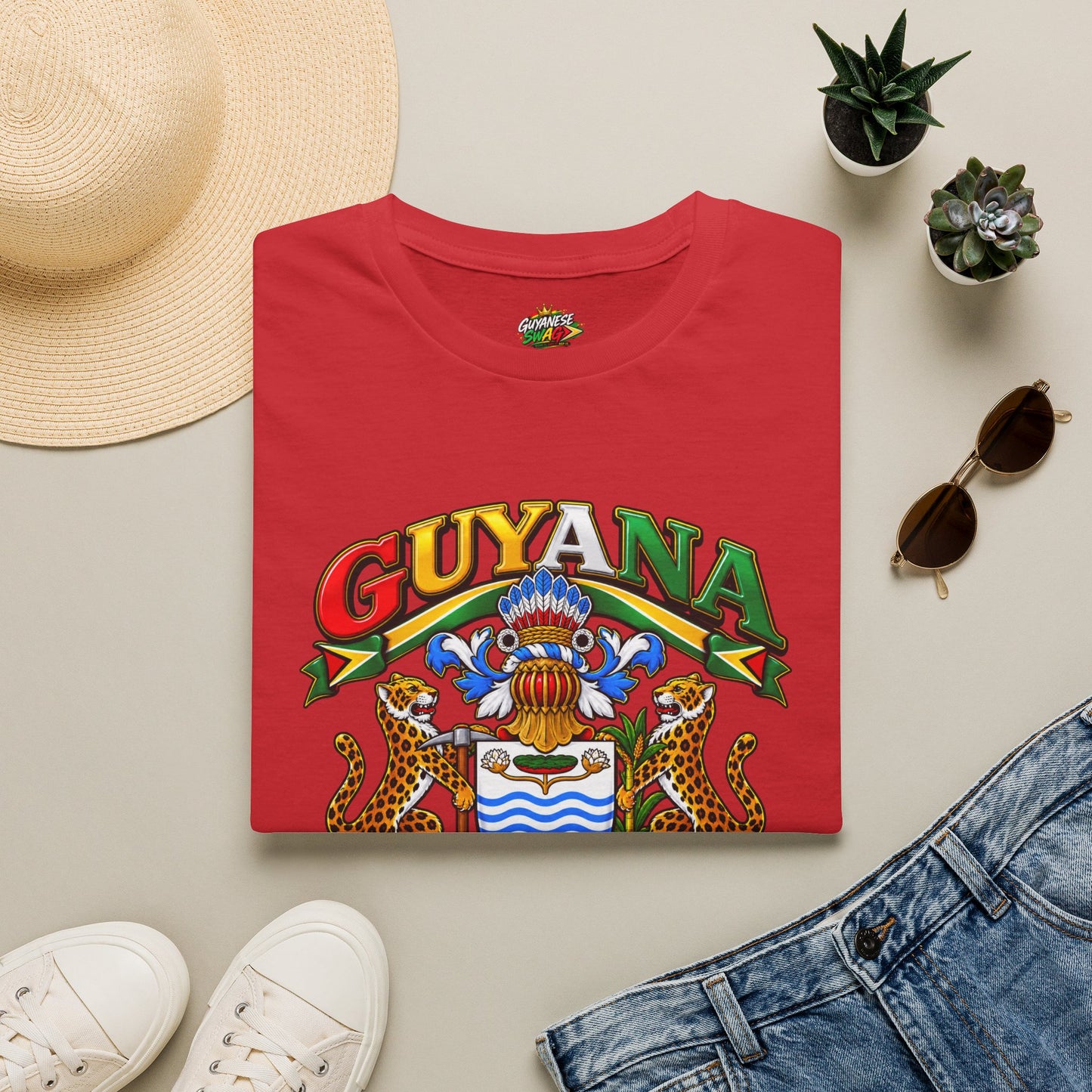 Guyana Coat of Arms T-Shirt — National Flag Colors Tee