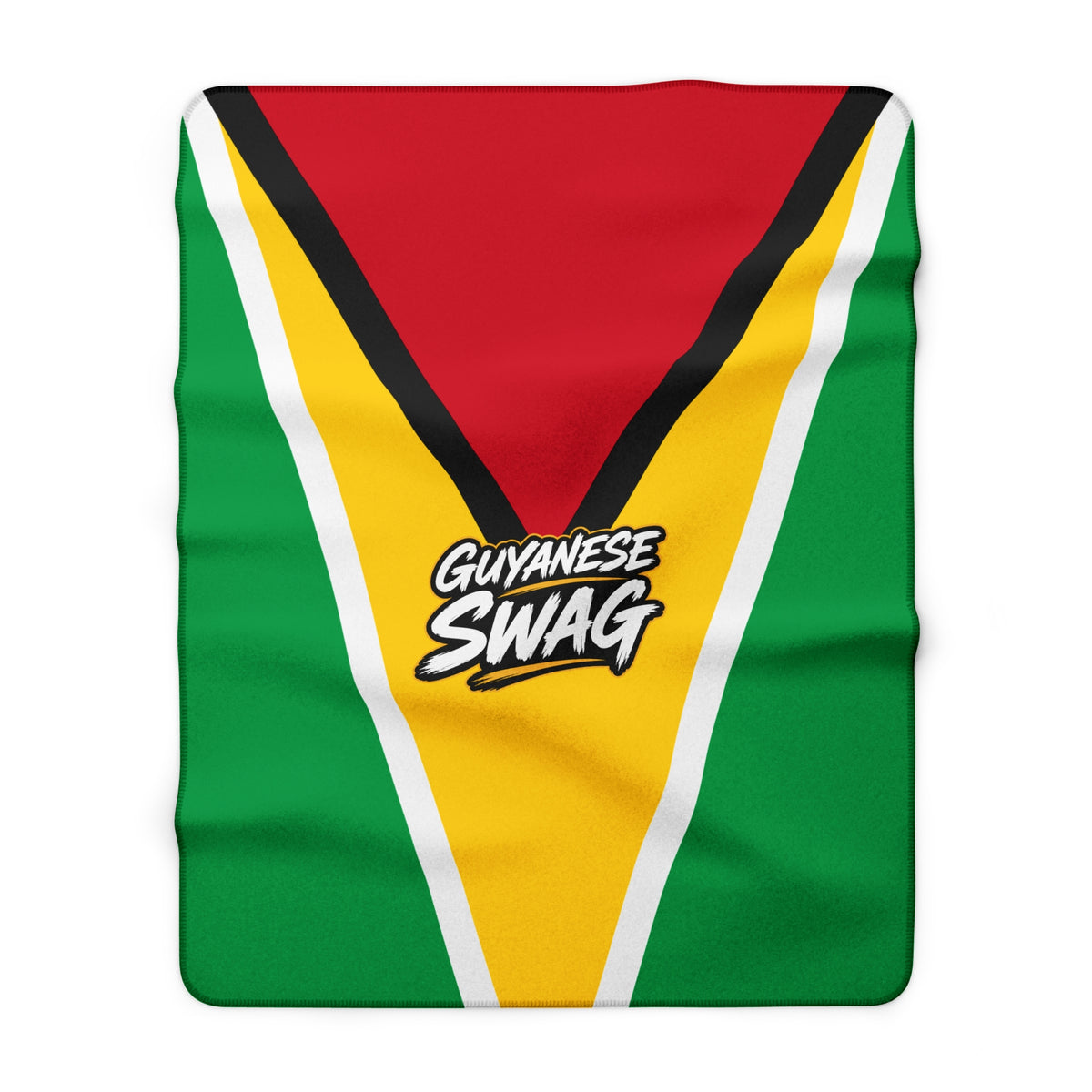 Guyana flag Sherpa blanket styled on a sofa