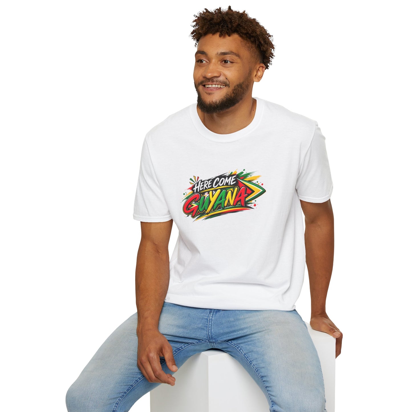 Guyana Pride T-Shirt — "Here Come Guyana" Colorful Island Graphic Tee