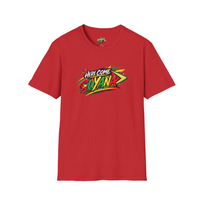 Guyana Pride T-Shirt — "Here Come Guyana" Colorful Island Graphic Tee