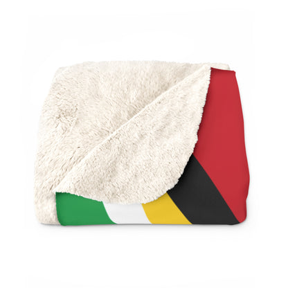 Guyana flag fleece blanket with plush cream Sherpa reverse