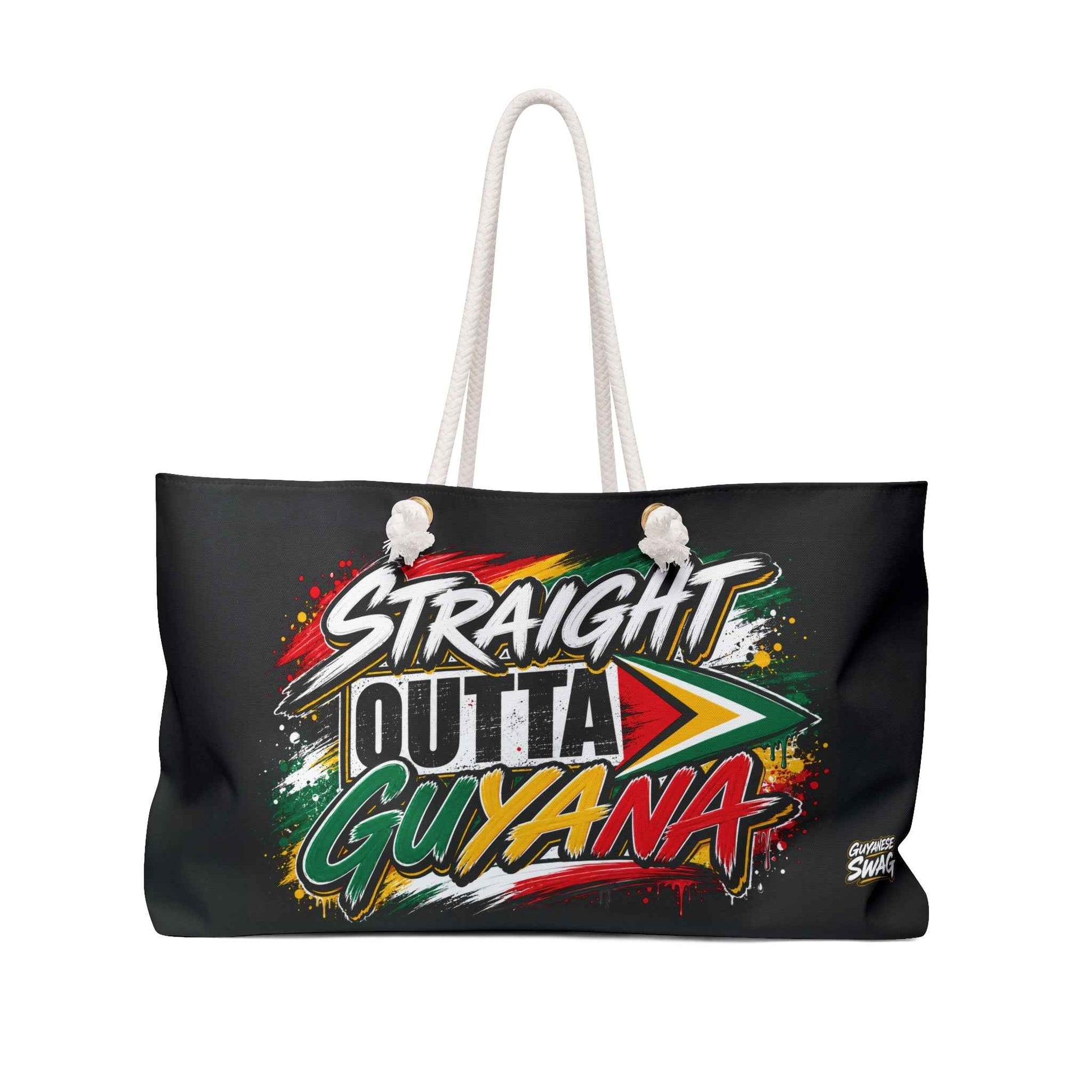 Straight Outta Guyana Weekender Bag — Guyanese Flag Travel Tote