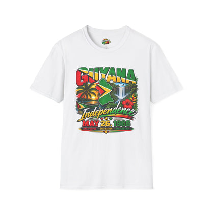 Guyana Independence T-Shirt — May 26, 1966 Retro Flag & Waterfall Tee