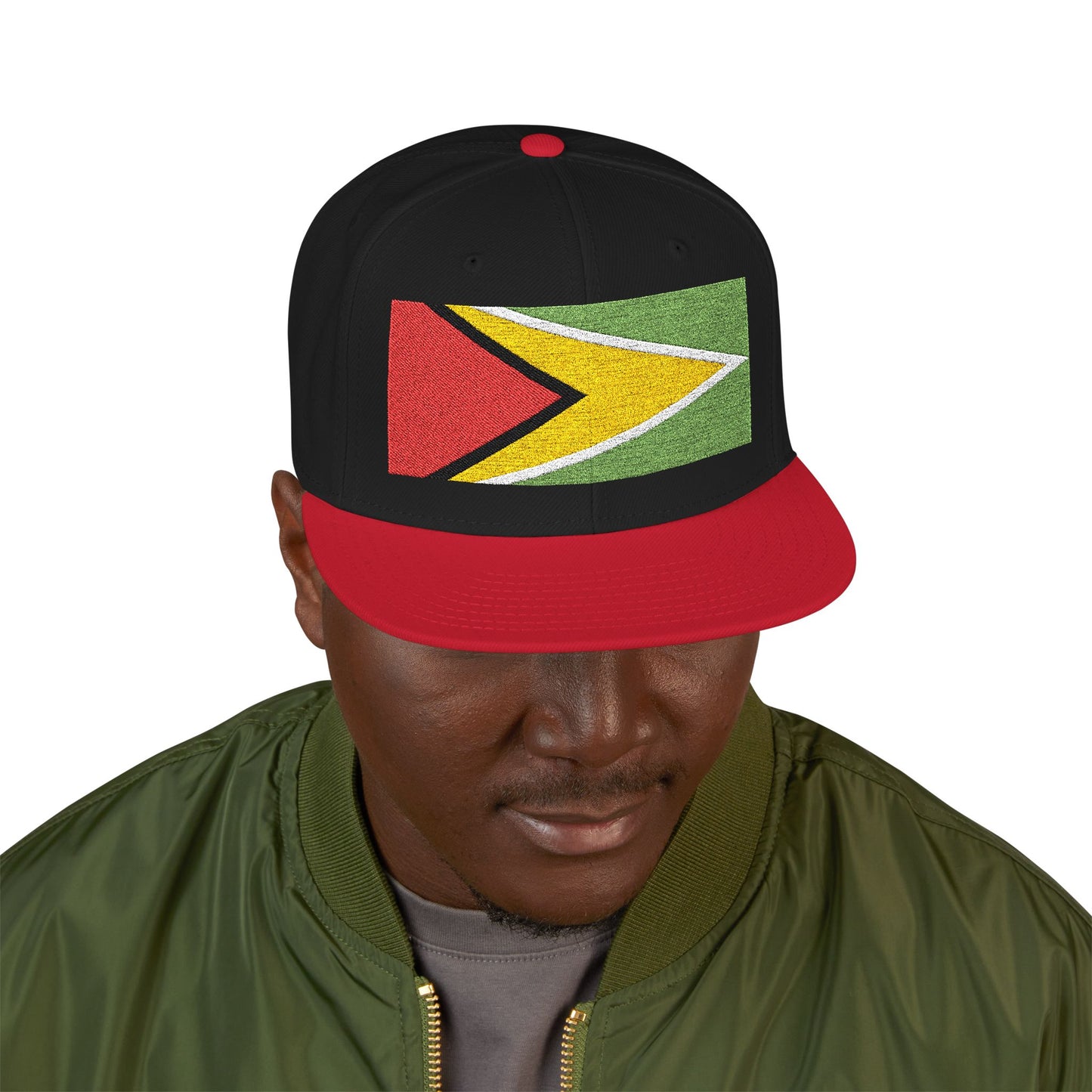 Guyana Flag Snapback Hat — Embroidered Guyanese Pride Cap