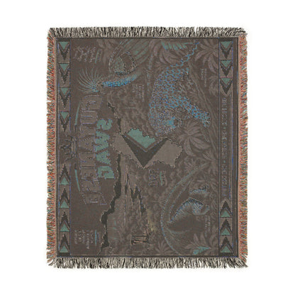 Guyana Jaguar & Map Woven Throw Blanket – Tropical Wildlife Design