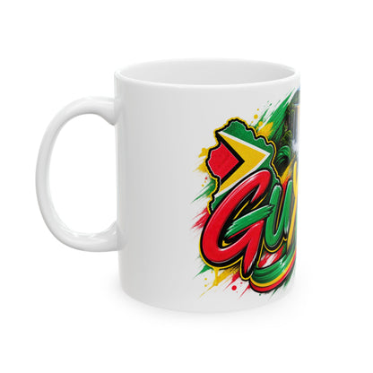 Guyana Waterfall Graphic Mug – Colorful Guyana Pride Coffee Cup (11oz/15oz)