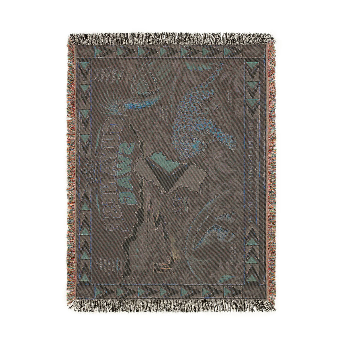 Guyana Jaguar & Map Woven Throw Blanket – Tropical Wildlife Design