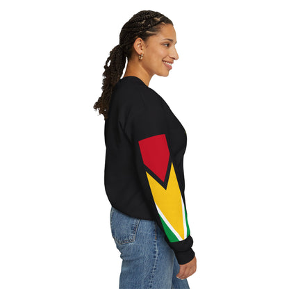 Guyana Crest Crewneck Sweatshirt — Guyanese Flag Sleeve Pullover