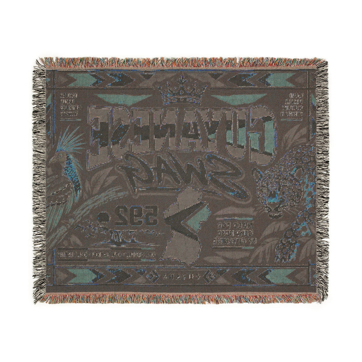 Guyana jaguar tapestry throw in woven cotton