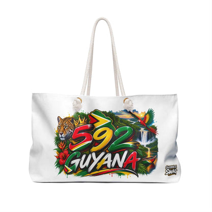 Guyana 592 Weekender Bag — Tropical Tiger & Waterfall Travel Tote