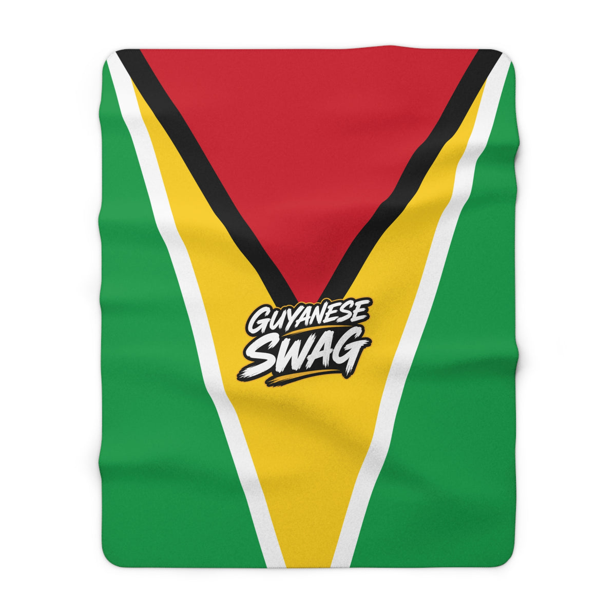 Guyanese Swag blanket in Golden Arrowhead colors with plush Sherpa backing