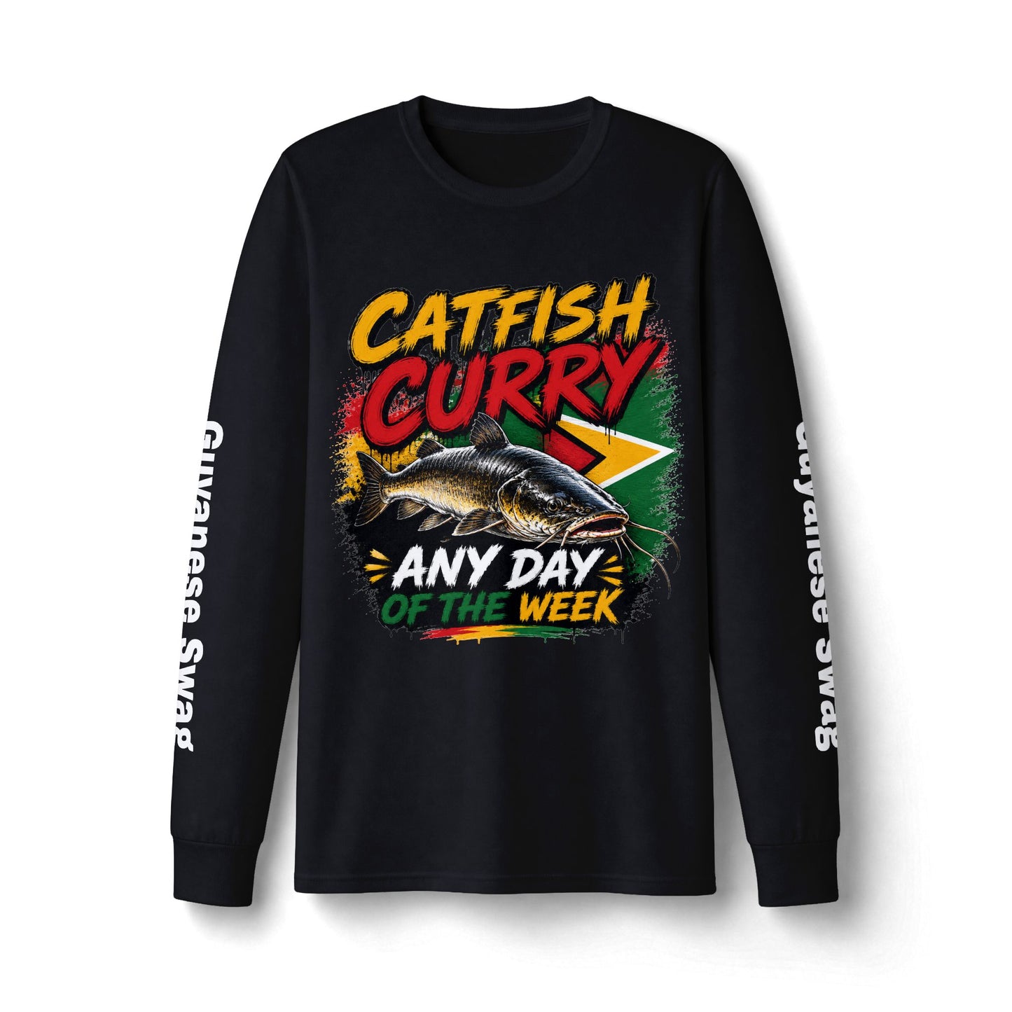 Guyanese Swag Catfish Curry Long Sleeve Tee — Any Day of the Week