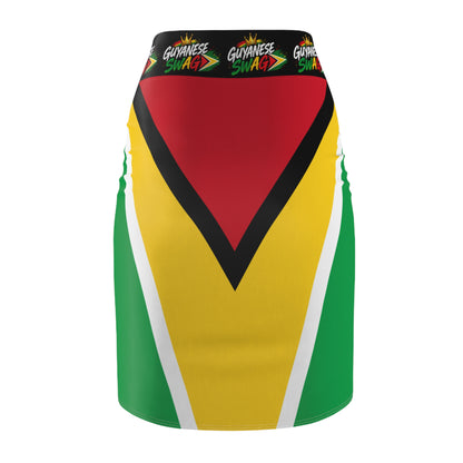 Guyana Flag Pencil Skirt - 'Guyanese Swag' Patriotic AOP Midi