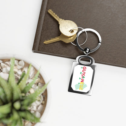 Guyanese Swag Rectangle Photo Keyring — Personalized Guyana Flag Keychain