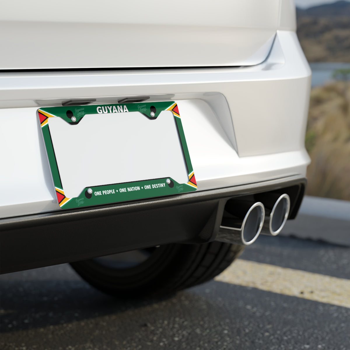 Guyana car accessory license plate frame with One People One Nation One Destiny