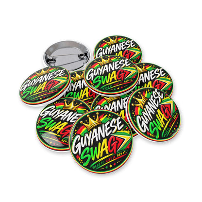 Guyanese Swag Round Pin – Bold Flag Colors & Crown Button Badge