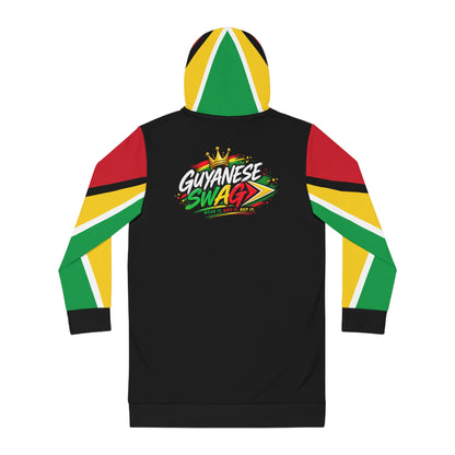 Guyanese Swag Hoodie Dress — Women's Flag-Inspired Hooded Dress
