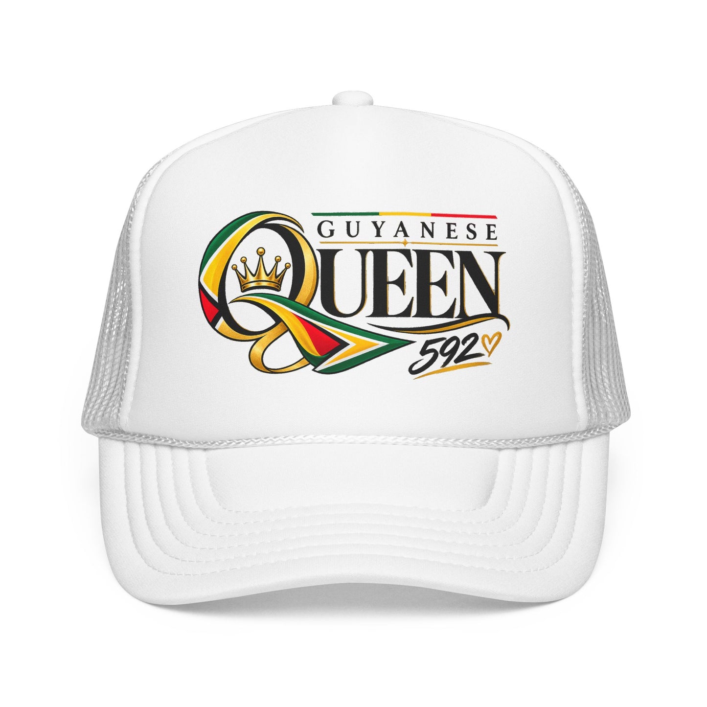 Guyanese Queen Trucker Hat — Foam Mesh Cap with Crown Script