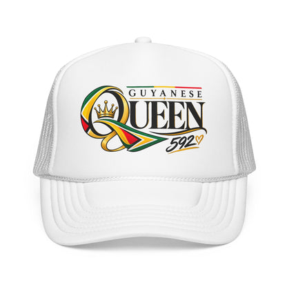 Guyanese Queen Trucker Hat — Foam Mesh Cap with Crown Script