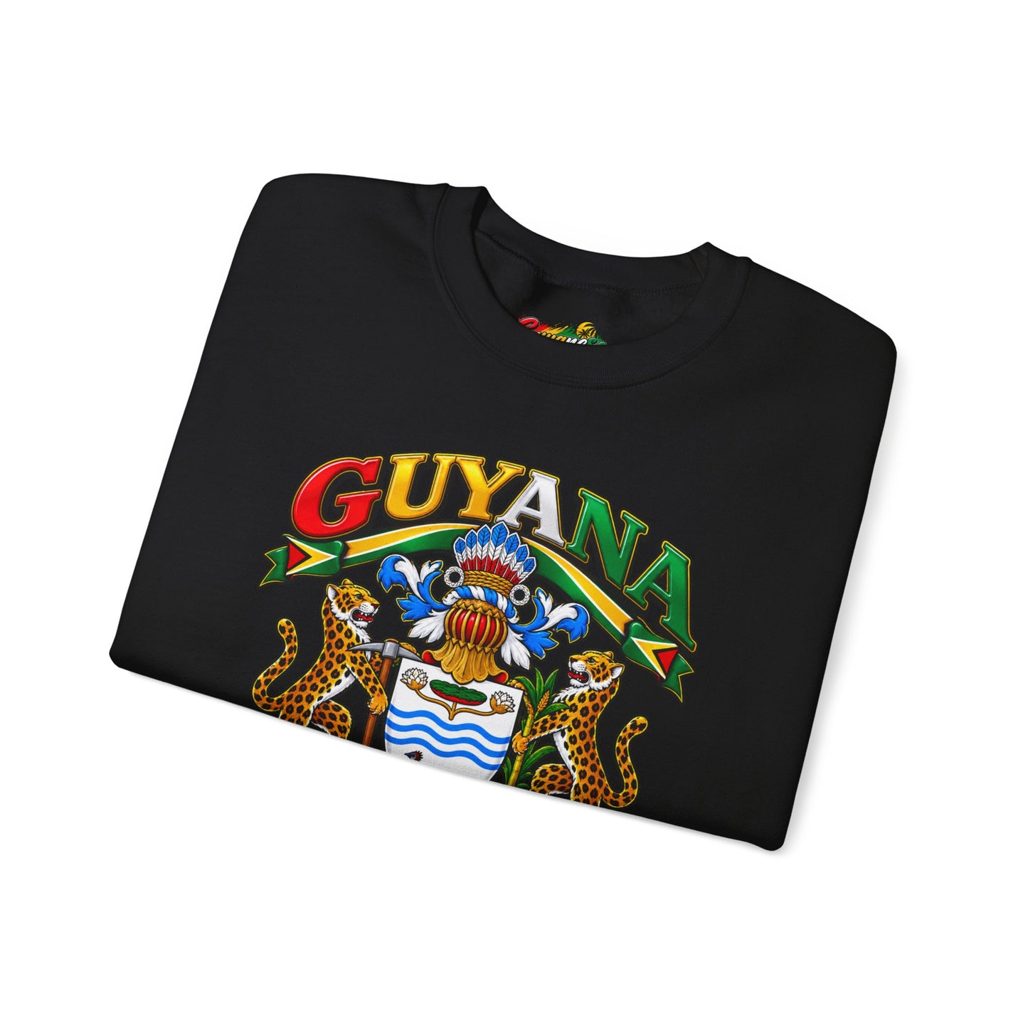 Guyana Crest Crewneck Sweatshirt — Guyanese Flag Sleeve Pullover