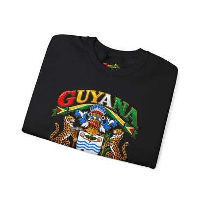 Guyana Crest Crewneck Sweatshirt — Guyanese Flag Sleeve Pullover