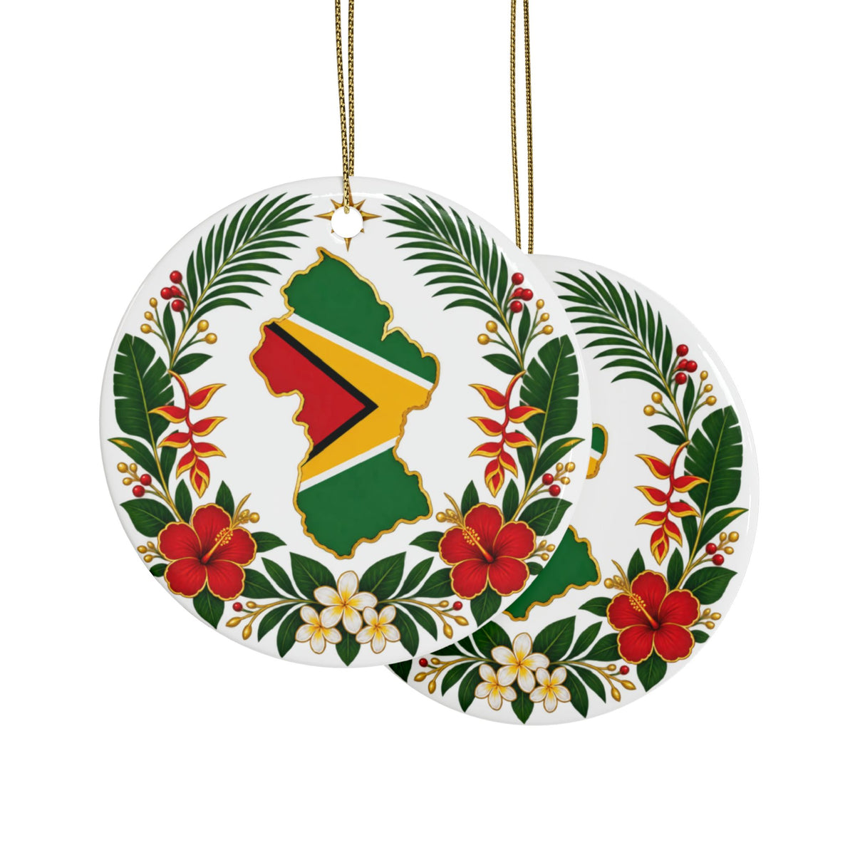 Guyana Ceramic Christmas Ornament – 5 Shapes & Multipacks