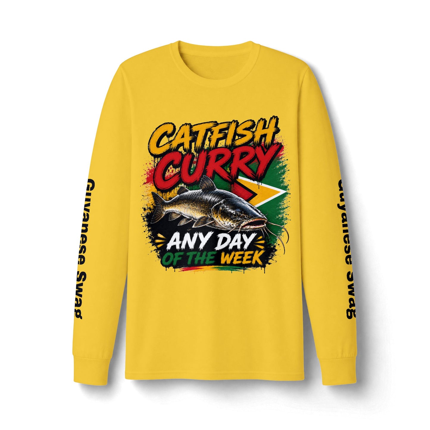 Guyanese Swag Catfish Curry Long Sleeve Tee — Any Day of the Week