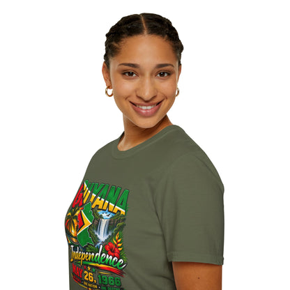 Guyana Independence T-Shirt — May 26, 1966 Retro Flag & Waterfall Tee