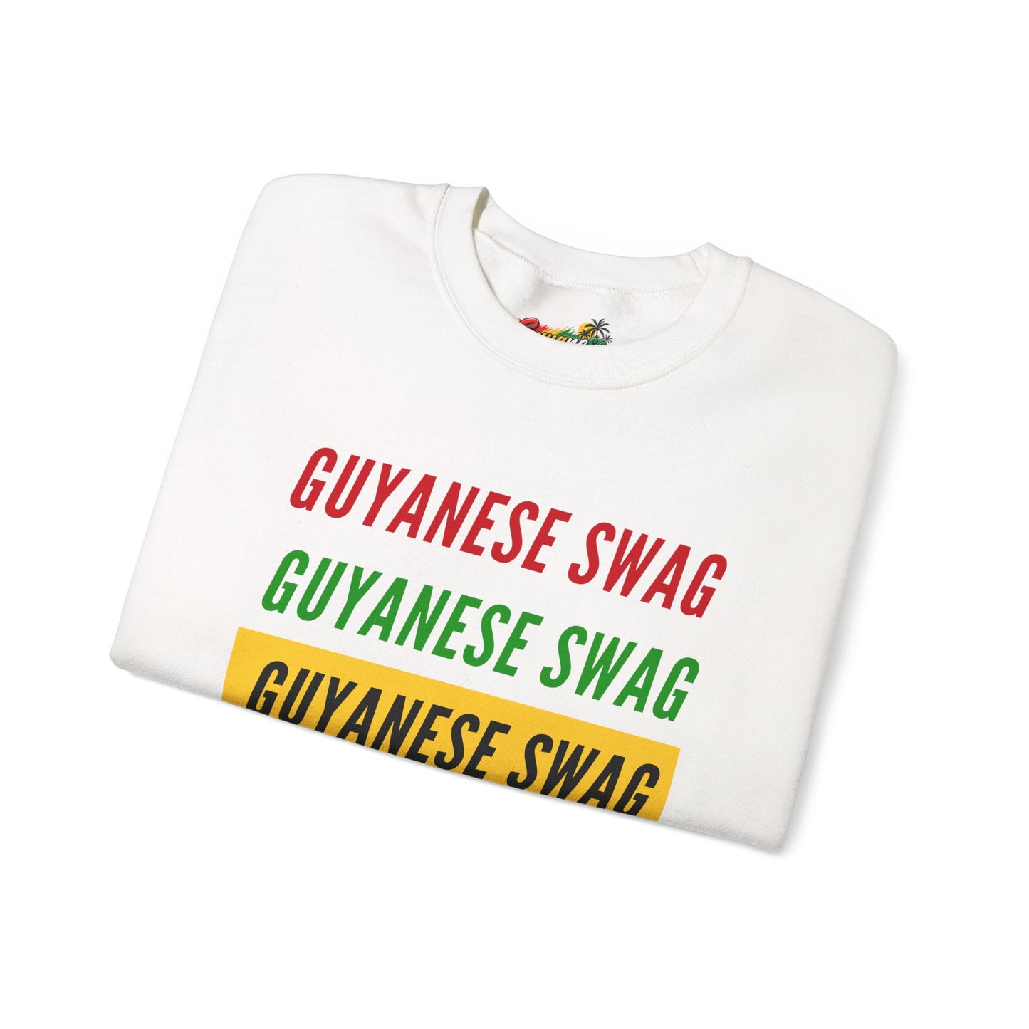 Guyanese Swag Crewneck Sweatshirt — Retro Repeated Text Design